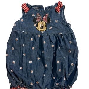 Denim Minnie Mouse Baby Romper 12 mo